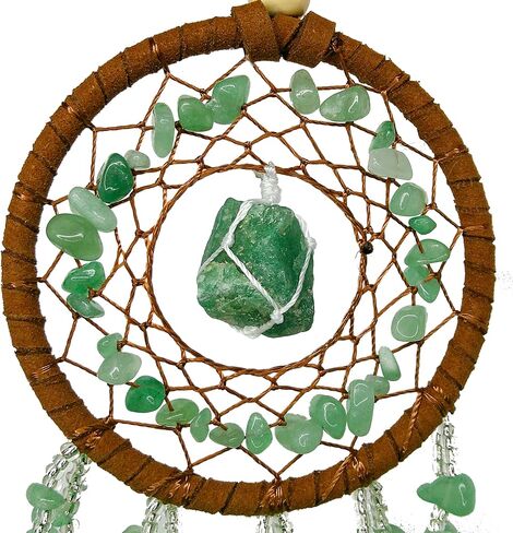 Green Dreamcatcher for Heart Chakra Healing. Uses Green Feathers and Green Aventurine Stones to Provide Protection and Nurturing Love in Bedrooms and Meditation Spaces - Dream Catchers with Color in Saudi Arabia