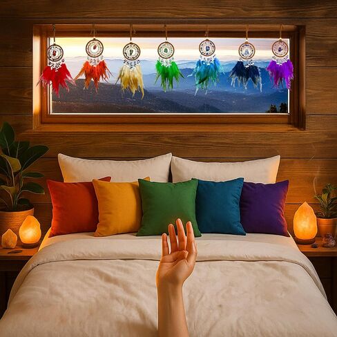 Green Dreamcatcher for Heart Chakra Healing. Uses Green Feathers and Green Aventurine Stones to Provide Protection and Nurturing Love in Bedrooms and Meditation Spaces - Dream Catchers with Color in Saudi Arabia