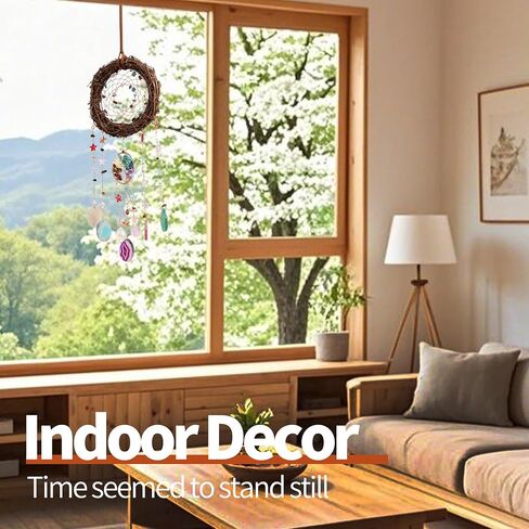 Handmade Natural Dream Catcher Hanging Home Decor at Livingroom Window and Garden, Unique Design with Rattan, Stones, Agate & Crystal - Ideal for Any Space & Gift Giving to Lovers Parents and Friends in Kuwait