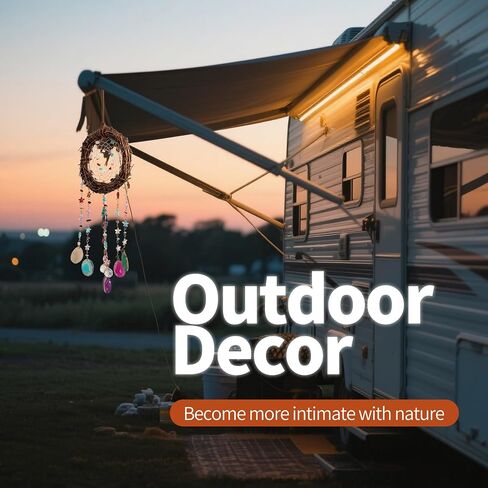 Handmade Natural Dream Catcher Hanging Home Decor at Livingroom Window and Garden, Unique Design with Rattan, Stones, Agate & Crystal - Ideal for Any Space & Gift Giving to Lovers Parents and Friends in Kuwait