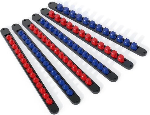 FIVEPEARS 6PCS 360° Socket Organizer Twist Lock,3/8 1/4 1/2 Socket Storage Rails, Premium Quality Socket Holders for Tool Box ，Tool Carts，Contains up to 80 Clips (Blue & Red) in Saudi Arabia