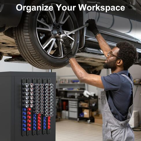 FIVEPEARS 6PCS 360° Socket Organizer Twist Lock,3/8 1/4 1/2 Socket Storage Rails, Premium Quality Socket Holders for Tool Box ，Tool Carts，Contains up to 80 Clips (Blue & Red) in Saudi Arabia