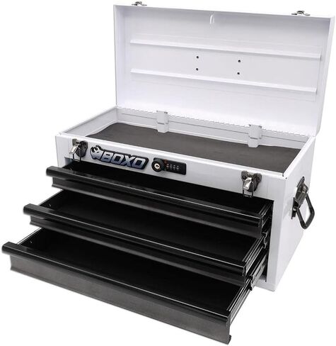 Boxo USA Hand Carry Tool Box 3-Drawer Heavy Duty Steel Toolbox with Lock System (Black) in Saudi Arabia