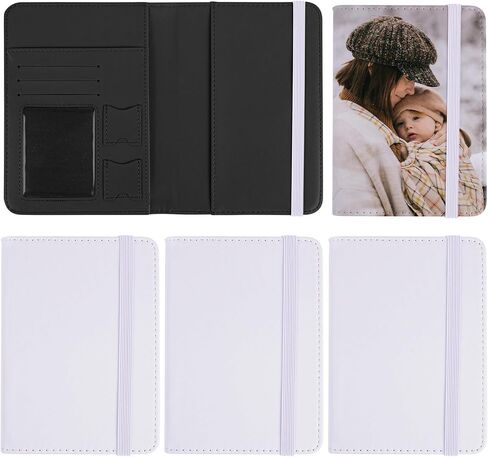 Framendino, 4 Pack Sublimation Passport Holder Cover Leather Blanks Heat Transfer Wallet Black White in Saudi Arabia