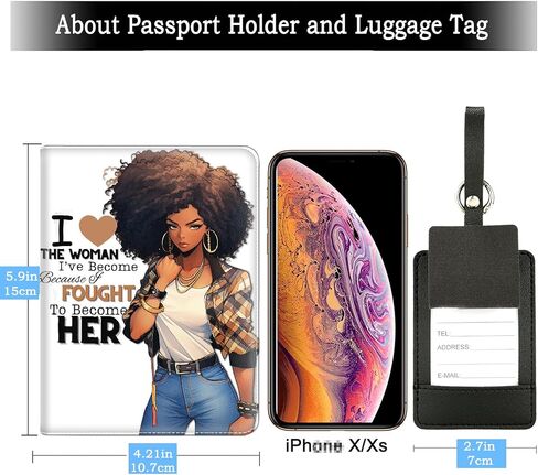 Passport Holder for Women Men,Leather Travel Passport Wallet and Luggage Tag Set, Waterproof Passport Case Book with Credit Card Slots, Passport Cover RFID Blocking，African Women Quotes in Saudi Arabia