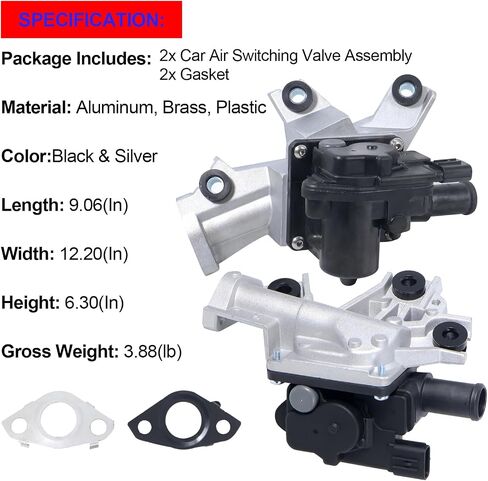 SMMS Set of 2 Secondary Air Injection Check Valves with Gasket, for Toyota, for Lexus GX460, for Sequoia, for Tundra, 2010-2013 V8 4.6L, Right Passenger Side Replaces OE: 911624 + 911607 in Saudi Arabia