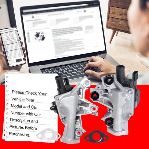 SMMS Set of 2 Secondary Air Injection Check Valves with Gasket, for Toyota, for Lexus GX460, for Sequoia, for Tundra, 2010-2013 V8 4.6L, Right Passenger Side Replaces OE: 911624 + 911607 in Saudi Arabia