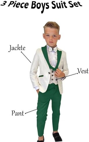 Boys 3 Piece Vest Tuxedo Suit Boy's Formal Suit Set Kids Wedding Suits for Boys （ Blazer +Pant +Vest） in Saudi Arabia