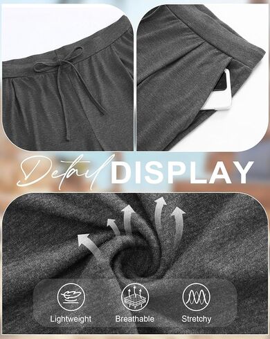 Huukeay 3 Pack Women's Plus Size Capri Pants, Wide Leg Drawstring Elastic Waist Yoga Pants Loose Cropped Trouser with Pockets in Saudi Arabia