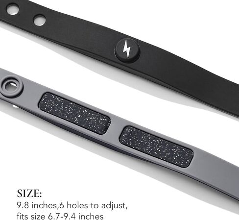 King Will Adjustable Silicone Bracelet for Men 10" Breathable Rubber Wristband Designed with Lighting/Squares, Black/Grey in Saudi Arabia