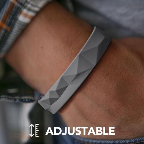 King Will Adjustable Silicone Bracelet for Men 10" Breathable Rubber Wristband Designed with Lighting/Squares, Black/Grey in Saudi Arabia