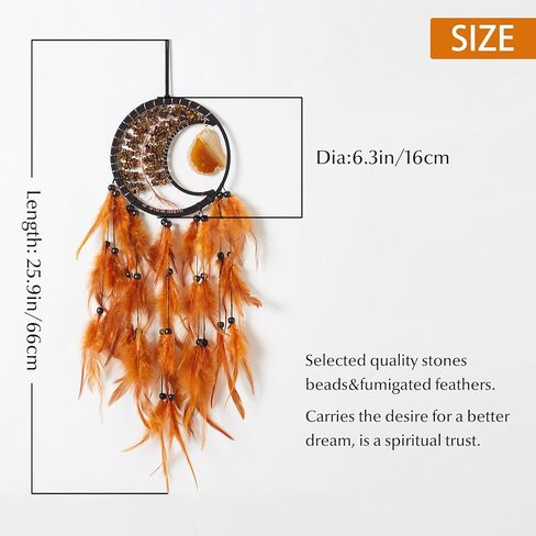 الحلم القمر الحلم الصيادون جدار ديكور الهلال شجرة الحياة شاكراس حلم الماسك مع العقيق والكريستال الحجر المصنوع يدويا ريش الحلم الحلم الجدار معلق للبنات غرفة نوم البركة هدية in Kuwait