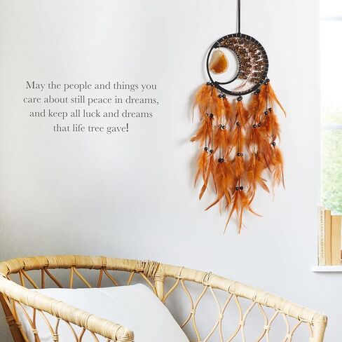 الحلم القمر الحلم الصيادون جدار ديكور الهلال شجرة الحياة شاكراس حلم الماسك مع العقيق والكريستال الحجر المصنوع يدويا ريش الحلم الحلم الجدار معلق للبنات غرفة نوم البركة هدية in Kuwait