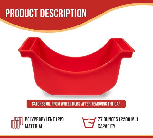 Mytee Products (4 Pack Oil Drain Pans for Trucks & Trailers Wheel Hubs 2280 ml Capacity - 13-5/8"x7-5/16"x6.5" - Portable Oil Drip Pan for Wheel - Ideal for Semi Truck, Trailers & Vehicles in Saudi Arabia