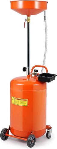 20 Gallon Waste Oil Drain Change Tank, Portable Oil Drain Container,Air Operated Fluid Drain Disposal Waste Oil Drain Change Tank with 15" Funnel Adjustable Height 38-65",with 360° Wheels & Toolbox in Kuwait