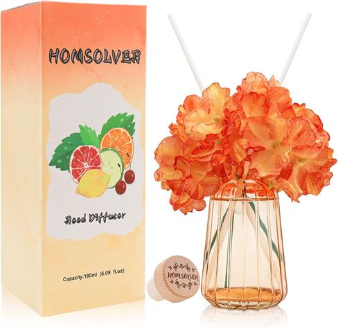 Homsolver Home Decor Reed Diffuser Set, Gifts for Women, 6.09 OZ Sea Salt Scent Diffuser with 6 Reed Diffuser Sticks for Home Bedroom Bathroom Living Room Office Shelf Decor, Birthday Gifts for Women in Kuwait