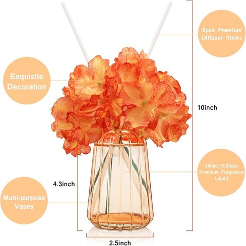 Homsolver Home Decor Reed Diffuser Set, Gifts for Women, 6.09 OZ Sea Salt Scent Diffuser with 6 Reed Diffuser Sticks for Home Bedroom Bathroom Living Room Office Shelf Decor, Birthday Gifts for Women in Kuwait