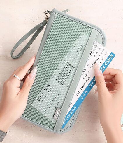 Passport Wallet,Multi-Function RFID Blocking Passport Holder, Document Organiser, Waterproof Family Travel Wallet Card Organiser for Men Women (Grey) in Saudi Arabia