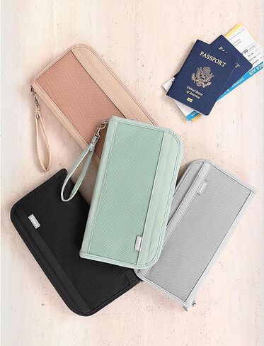 Passport Wallet,Multi-Function RFID Blocking Passport Holder, Document Organiser, Waterproof Family Travel Wallet Card Organiser for Men Women (Grey) in Saudi Arabia