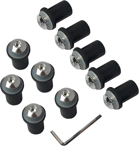 10 Pcs M5 Motorcycle Windshield Bolts Screws Kit Aluminum Alloy Motorbike Windscreen Body Mounting Bolts Nuts Universal Fairing Fasteners Screw(Silver) in Saudi Arabia