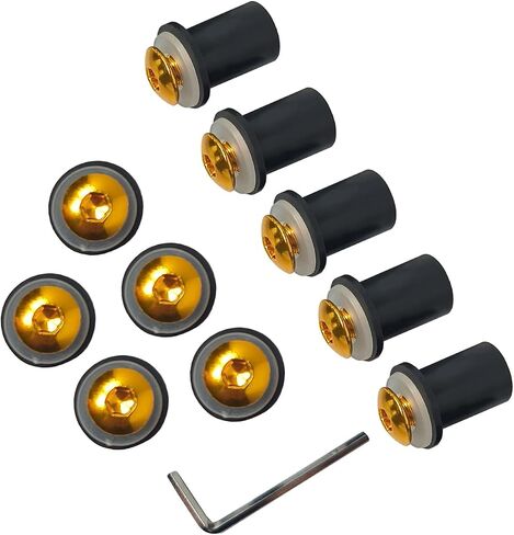 10 Pcs M5 Motorcycle Windshield Bolts Screws Kit Aluminum Alloy Motorbike Windscreen Body Mounting Bolts Nuts Universal Fairing Fasteners Screw(Silver) in Saudi Arabia