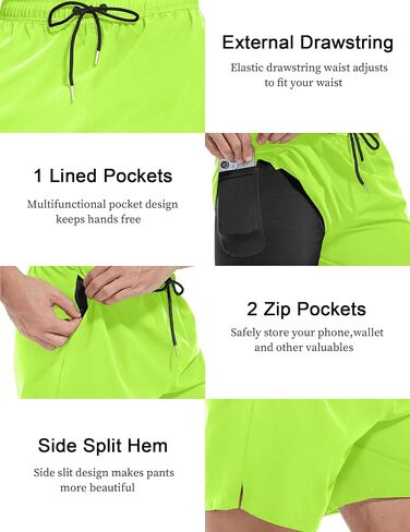 Men's Gym Shorts 5 Inch Lightweight Athletic Quick Dry Workout 2 in 1 Shorts Mesh Running Athletic Shorts Hiking in Saudi Arabia