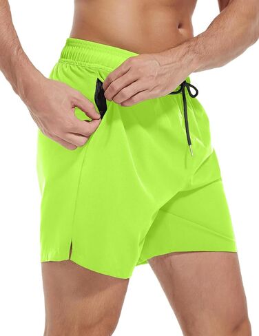 Men's Gym Shorts 5 Inch Lightweight Athletic Quick Dry Workout 2 in 1 Shorts Mesh Running Athletic Shorts Hiking in Saudi Arabia
