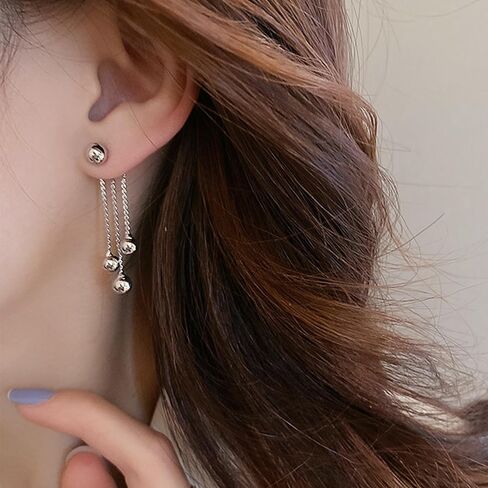 Gold Ball Earrings Dangling for Women Gold Ball Beads Earrings Gold Long Dangle Earrings Chain Jewelry Gifts in Saudi Arabia