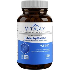 L Methylfolate 7.5 mg | 120 Caps | Value Pack | Max Potency | Active Folate | Gluten Free | Methyl Folate 5-MTHF | No Filler