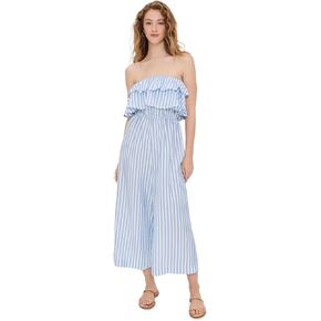 Pixie Market Women's Stripe Ruffle Jumpsuit