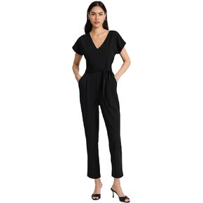 EXPRESS Womens Short Sleeve V-Neck TIE Waist Jumpsuit