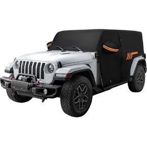 JOYTUTUS Wrangler Cab Covers Waterproof 4 Door for Wrangler JK JL 4 Doors 2007-2025, All-Weather Protection with Zipper Access, UV50+ Windproof Car Cover (Top On/Off Compatible)