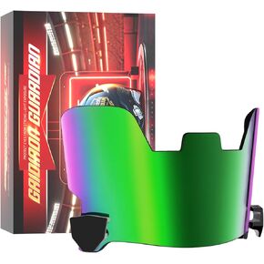 Green Football Visor - عدسة بولي كربونات مقاومة للتشويش ، حماية UV400 ، ملاءمة عالمية لخوذات البالغين والشباب (التصميم الصديق للبيئة)