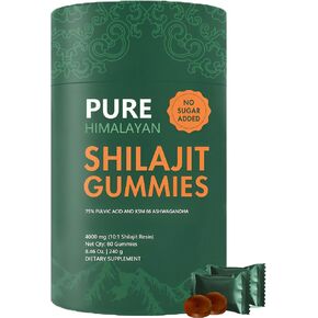 Shilajit Gummies I Shilajit للرجال | هيمالايا نقي شيلاجيت غومينز | KSM-66 Ashwagandha ، Gokshura 75 ٪+ Fulvic Acid & 85+ Trace Minerals I Non Gmo I Natural & Organic I 60 Gummy