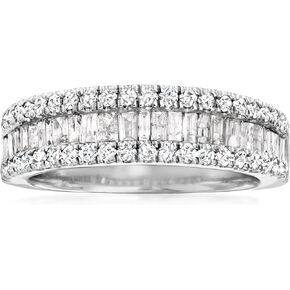 Ross-Simons 1.00 CT. T.W. الرغيف الفرنسي وخاتم الماس الدائري في الفضة الاسترليني. الحجم 7