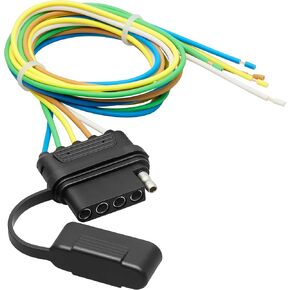 Oyviny Vehicle-Side 5 Way Flat Trailer Wiring Harness Female Plug Connector with 31 inch Wire Lead 5-Pin Female Plug Extension Cable with Dust Cover Brass Terminals
