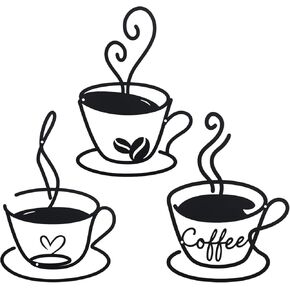 OYEFLY Coffee Cup Metal Wall Art, Vintage Metal Coffee Cup Wall Decor (style 1)