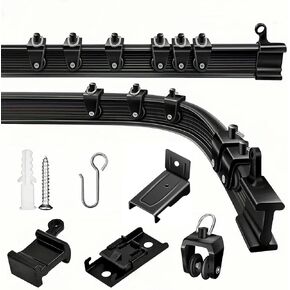 Flexible Bendable Curtain Track Ceiling or Wall Mount 23FT(7m)- Ceiling Curtain Track,- Easy to install curtain rails,Black