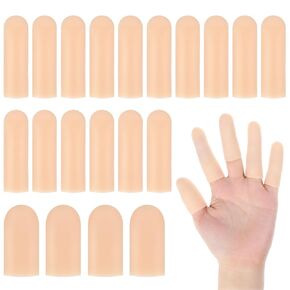 20 PCS Silicone Finger Protectors, Gel Finger Cots for Fingertips Protection, Fingers Bandages Thumb Guard Caps Covers for Trigger Arthritis Cracking Blisters Callus Hangnail & Pain Relief (2 Size)