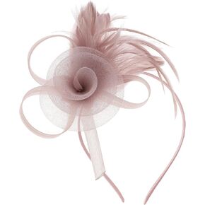 BABEYOND Fascinators Hats for Women - Tea Party Hats Kentucky Elegant Tulle Mesh Feather Bridal Wedding Headband Hair Clip