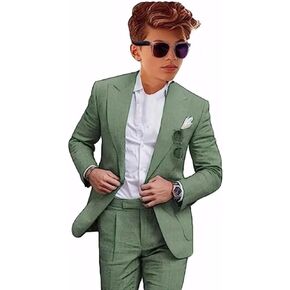 Boys Linen Suit for Wedding 2 PC Kids Linen Suit for Summer Boys Formal Tuxedos Ring Bearer Outfit