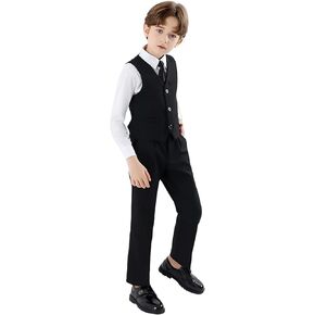 Boys' Suits 4PCs Vests Pants Shirts Bowtie Sets Child Tuxedos Outfits Suitable for Boys Aged 4-10 Years