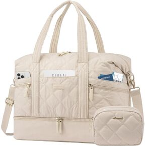 LOVEVOOK Travel Duffle Bag, Lightweight Weekender Bags for Women with Shoe Compartment, Puffer Gym Bag Personal Item Travel Bag, Quilted Carry On Overnight Bags and Hospital Bag for Labor and Delivery