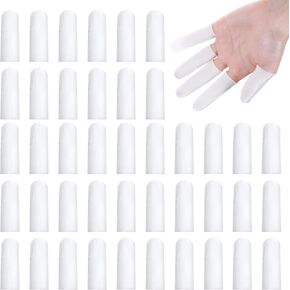 100 Pcs Cotton Finger Sleeves Finger Cots White Fingers Toe Sleeves Breathable Cloth Fingertips Protective Cover Thumb Protector Covers