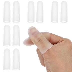Gel Finger Cots, 10 Pcs Gel Finger Protectors Fingers Caps Silicone Fingertips Protection Protector Support for Trigger, Arthritis, Cracking and Other Fingers Pain Relief
