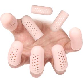 12 Pcs Gel Finger Cots with Air Holes, Silicone Finger Protectors Rubber Fingers Tips Protector Covers Fingers Gloves Guard Breathable Fingertip Protector for Cracking Calluses Blisters Protect