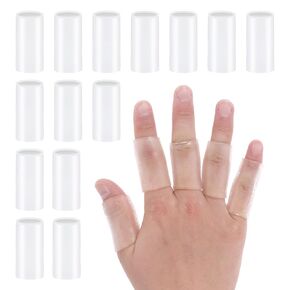 14Pcs Gel Finger Sleeve Protectors, Silicone Finger Protectors, Finger Pain Sleeve Cushions, Sleeve Cushions Relief for Cracked, for Finger Cracking, Blisters and Calluses Protect(14)