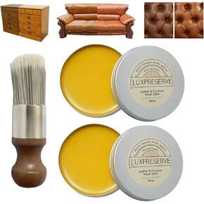 2 عبوة الأثاث الجلدي Salve & Brush مجموعة ، الحفاظ على الجلد والخشب ، يساعد على الحفاظ على ناعمة وسلسة للأرائك ومقاعد السيارات والأكياس والأحذية (مجموعتين)