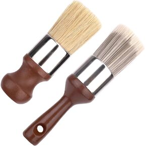 2pcs Salve Brush for Furniture, Leather & Wood Care Cleaning Brush Wax Brushing Tool with Comfortable Handle & Soft Bristles for Home Car Interiors Cleaning Maintenance (Brown)