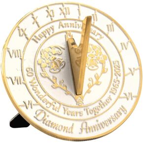 NauticalMart 60th Diamond Anniversary Unique Marriage Present for Parents, Grandparents, Friends, Husband or Wife, Couples, Him & Her Wedding Anniversary Sundial Gift 2025 (60th Anniversary)